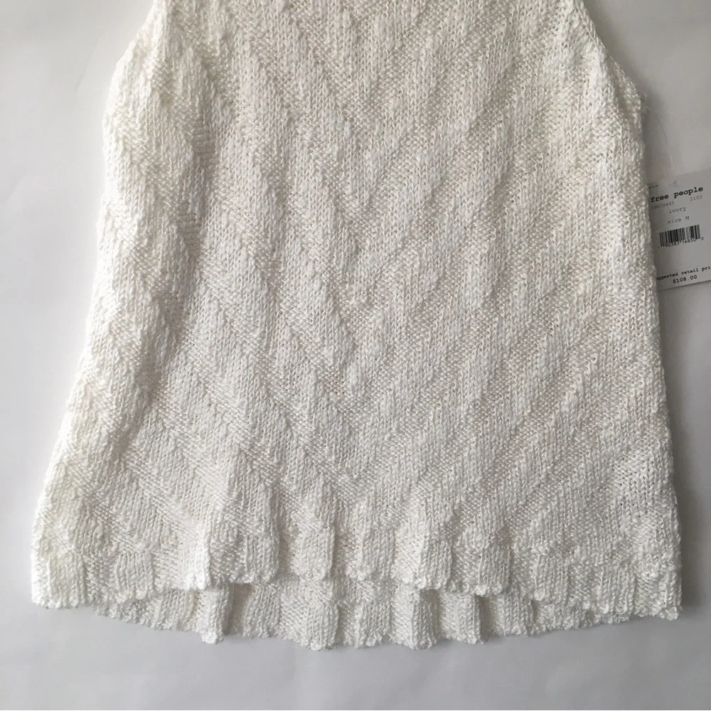 Free People Chevron Tank top Knit Sweater Ivory Size Medium - Picture 6 of 14